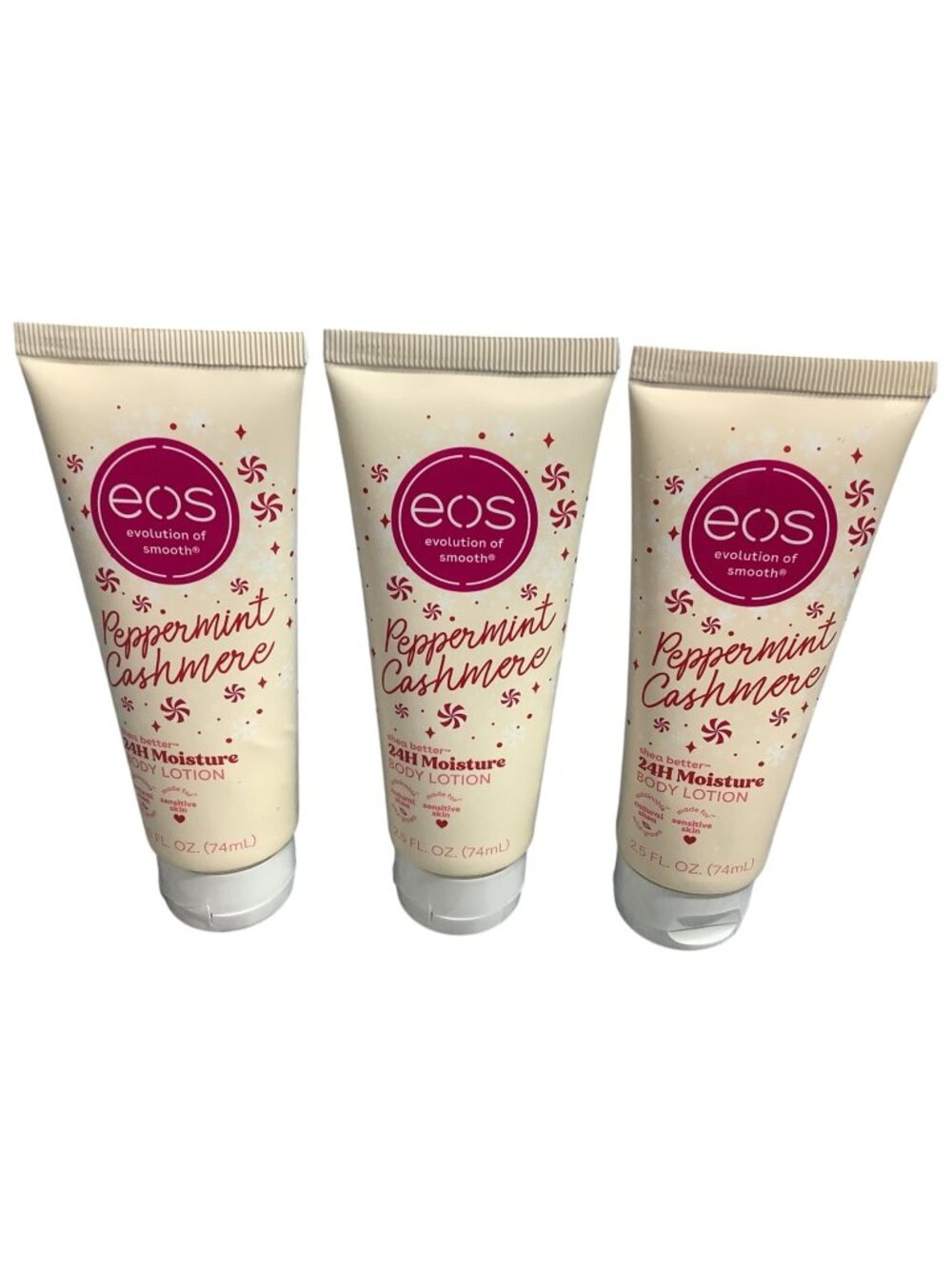 3 EOS Peppermint Cashmere  Body Lotion 24H Moisture2.5 Fl Oz (74mL)
